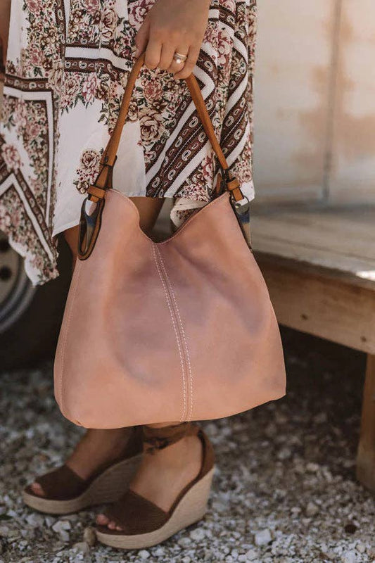 MiMi Wholesale - LHL001-2 Side Metal Accent Hobo Bag