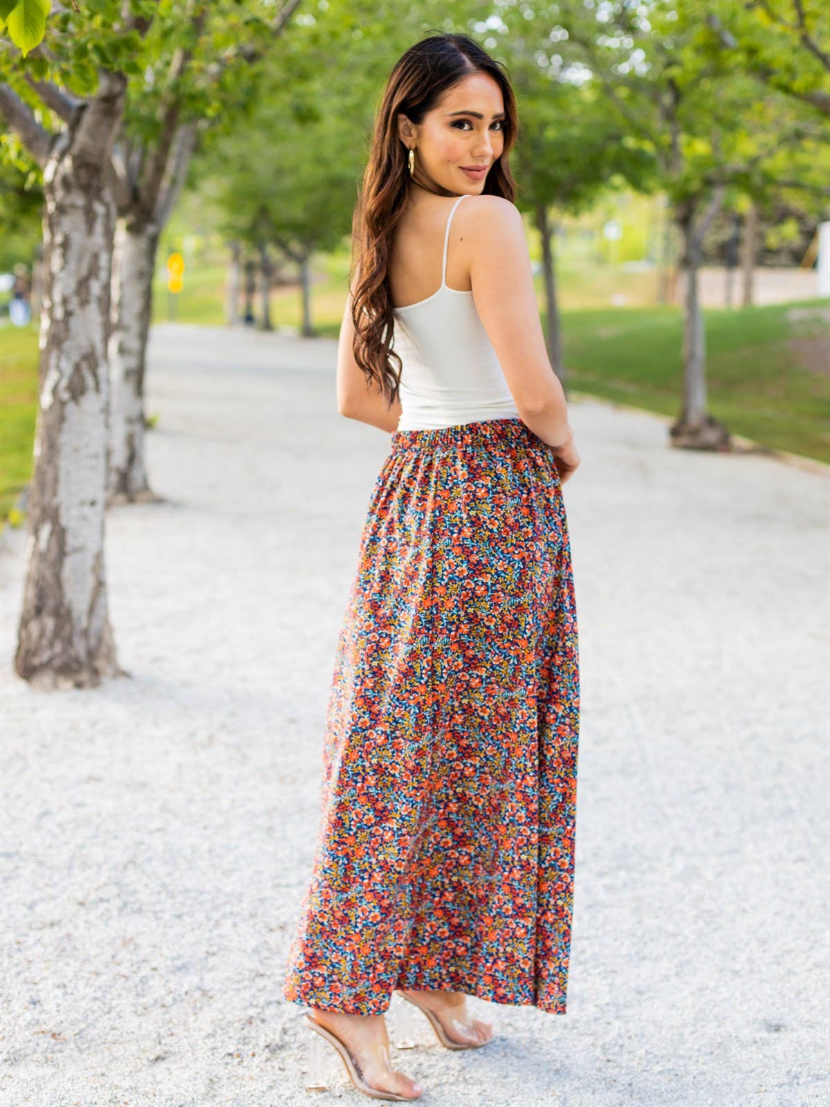 Tickled Teal - Lovely Floral Maxi Skirt