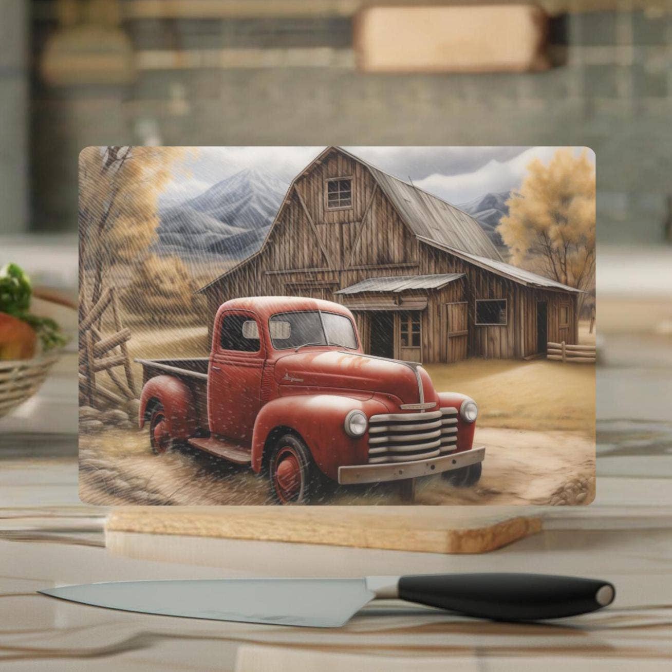 Fernville Creations - Tempered Glass Cutting Board: Farmhouse Kitchen Tray