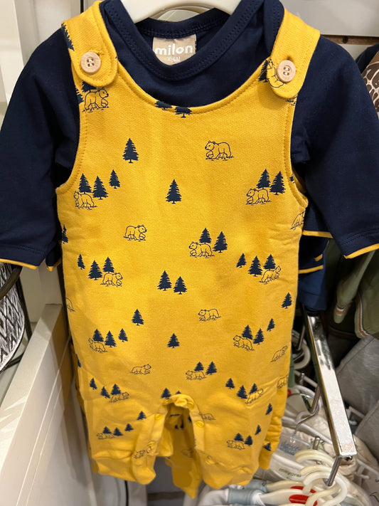 Mustard Bear Overall Set