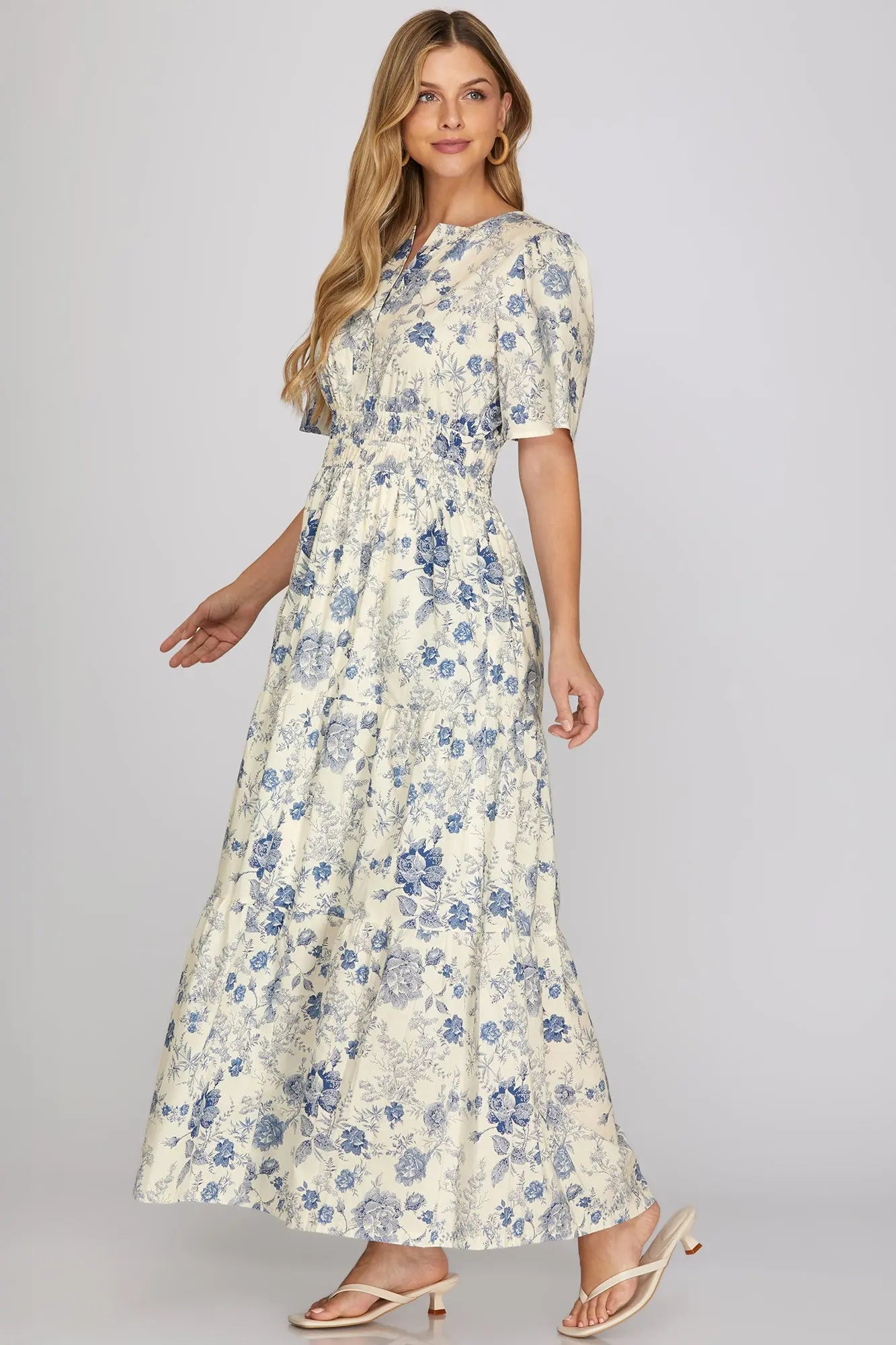 Blue and White Maxi Dress