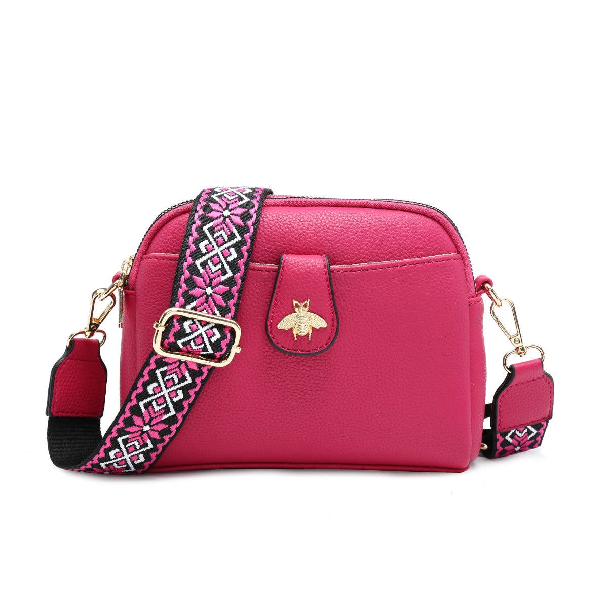 Papaya Fashion Ltd - B23002 Cross Body Handbag with double zip top sections