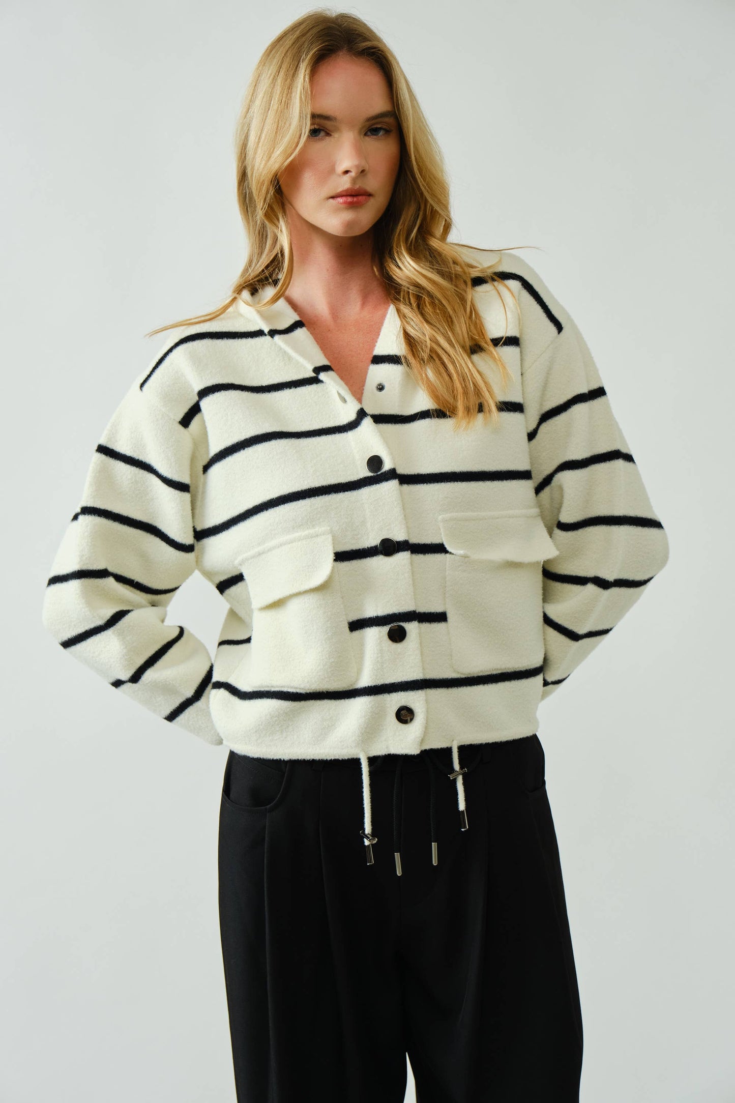 Aaron & Amber  COZY SOFT HOODED SWEATER CARDIGAN