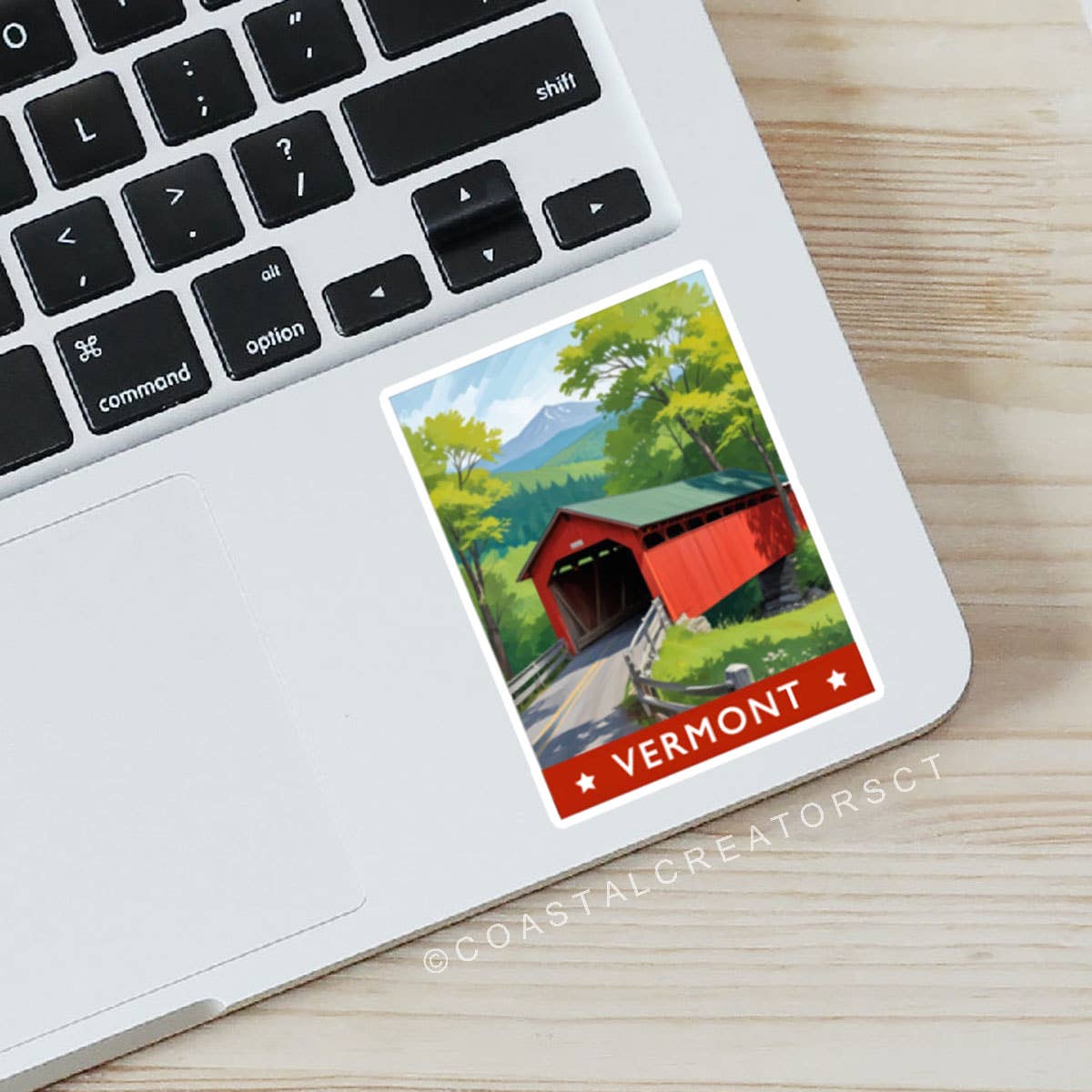 Coastal Creators of Connecticut - Vermont Covered Bridge Laptop, Kindle Water Bottle Sticker