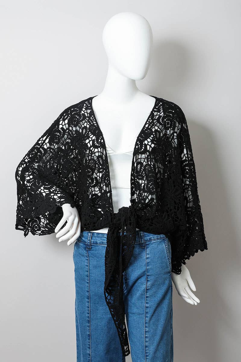 Leto Accessories - Crochet Floral Petal Kimono Wrap 🌼