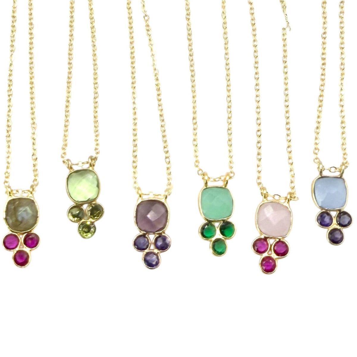 VB&CO Designs Handmade Jewelry - Genuine Gemstone Dainty Cluster Gold Necklaces
