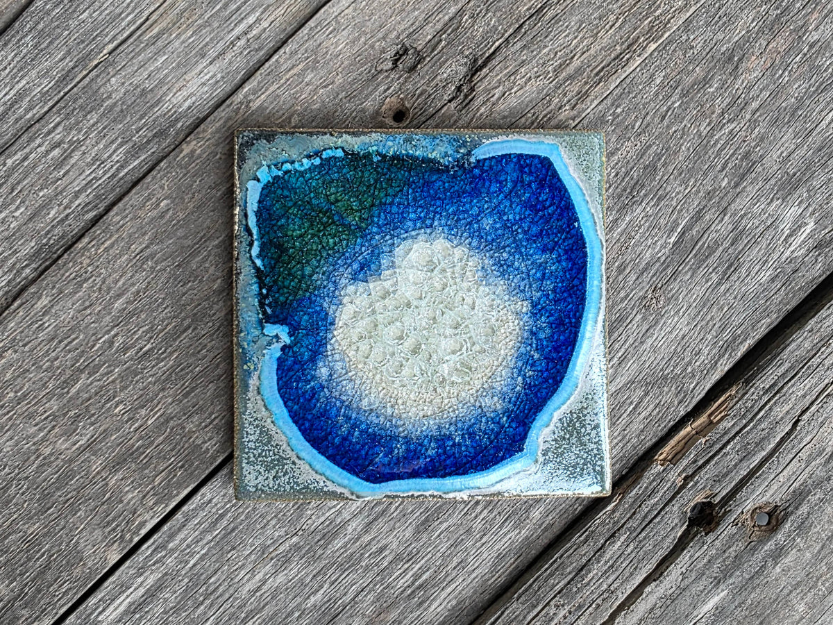 Dock 6 Pottery - Square Coaster - Something Blue - Individual Coaster
