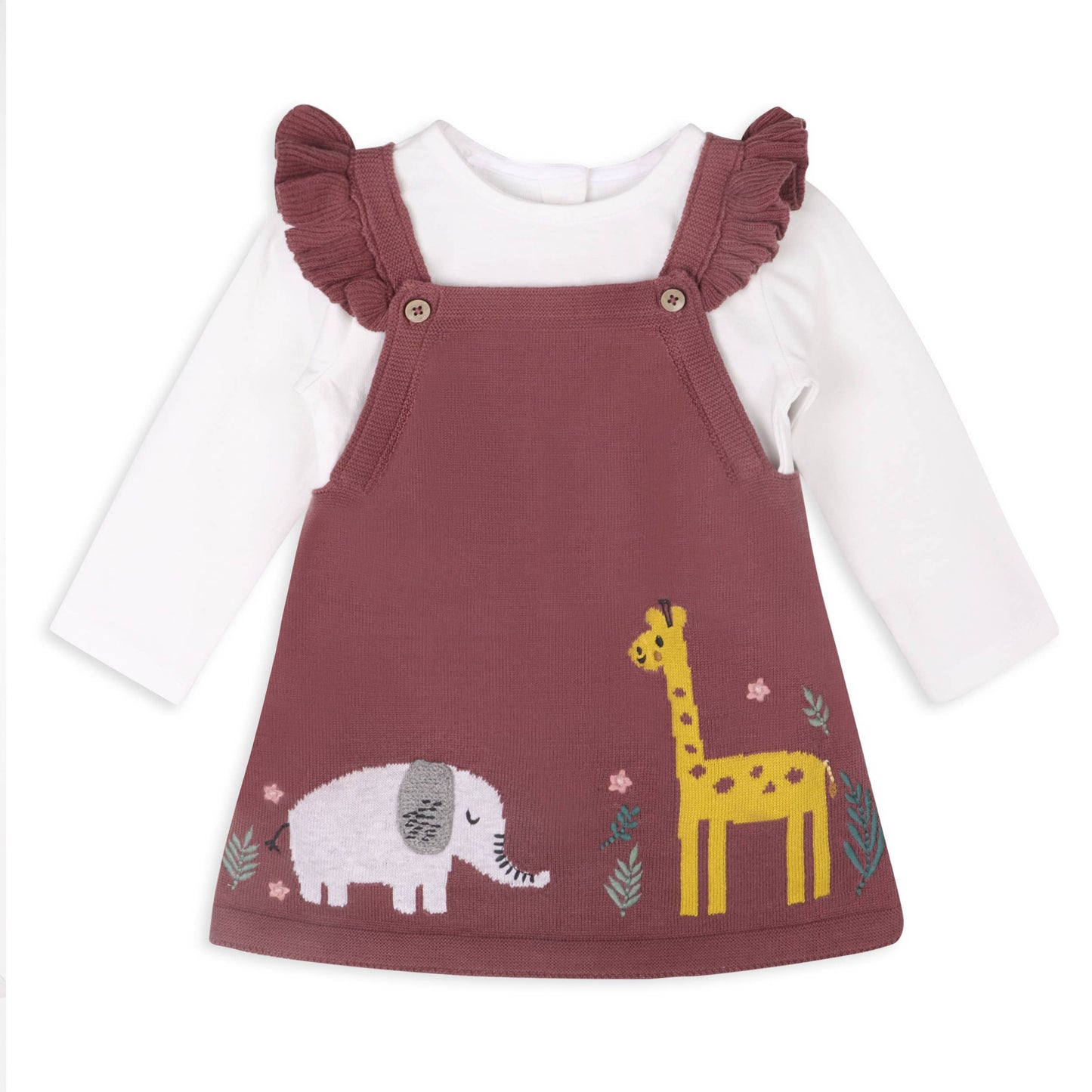 Viverano Organics - Giraffe Elephant Buddy Organic Baby Tunic Dress & Bodysuit