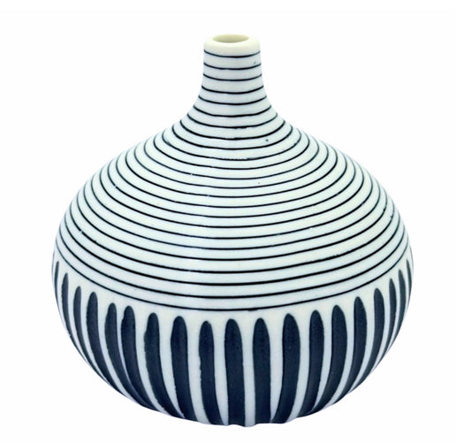 Art Floral Trading LLC - 192W12BLUE CONGO TINY S-Handcrafted Porcelain Bud Vase