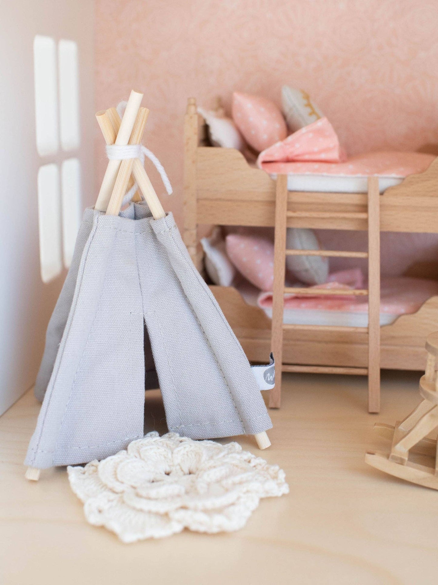 Macy Mae Dollhouse Designs - Dollhouse Play Tent with Window | Gray