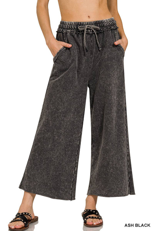 42POPS - 0615 Acid wash French Terry Pants w/ Pockets SI-25413