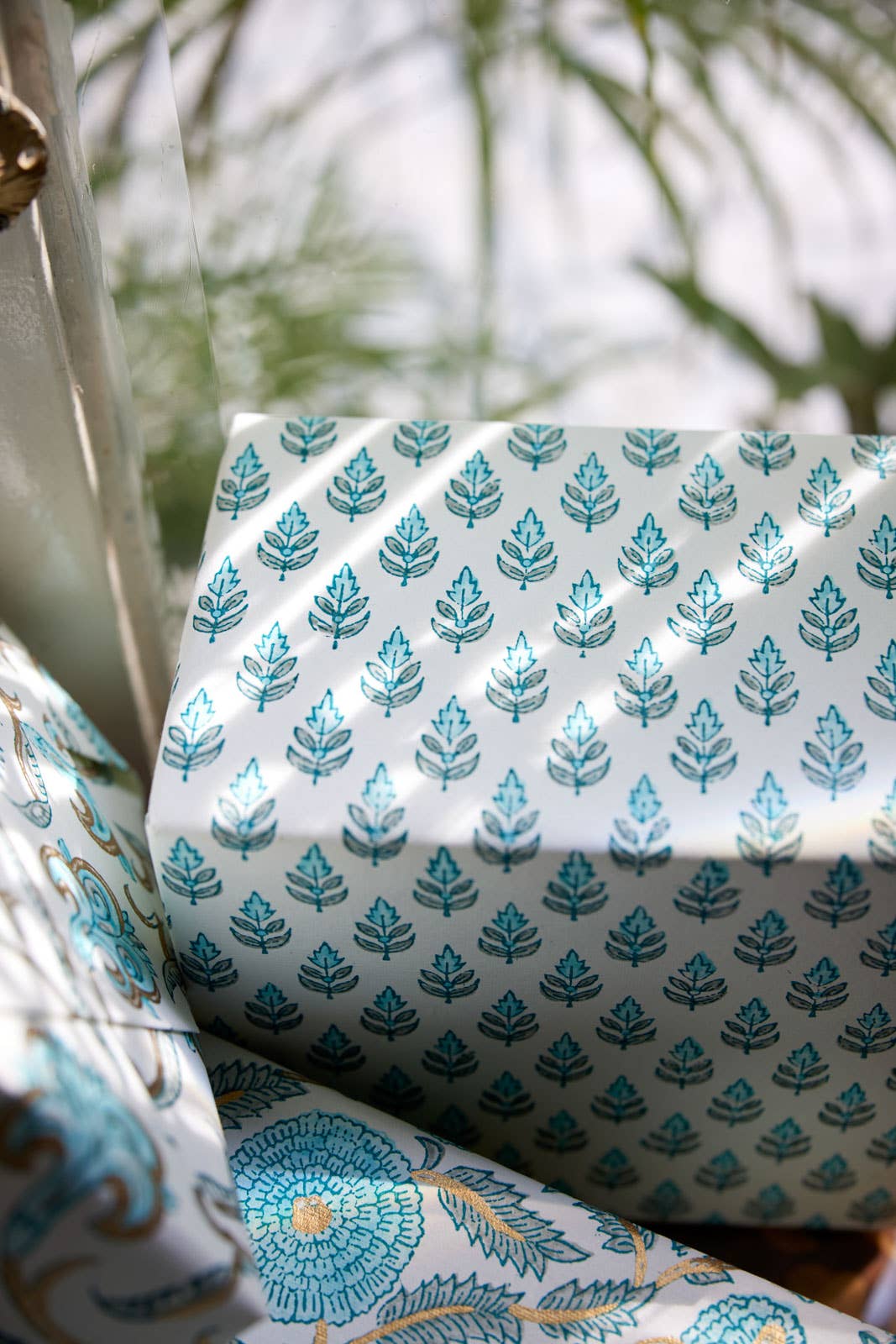 Paper Mirchi - Block Printed Wrapping Paper Sheets - Buti Turquoise