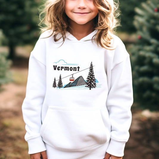 Hey Mountains - Retro Vermont Youth Hoodie, Mountain Vermont Kids Sweatshirt