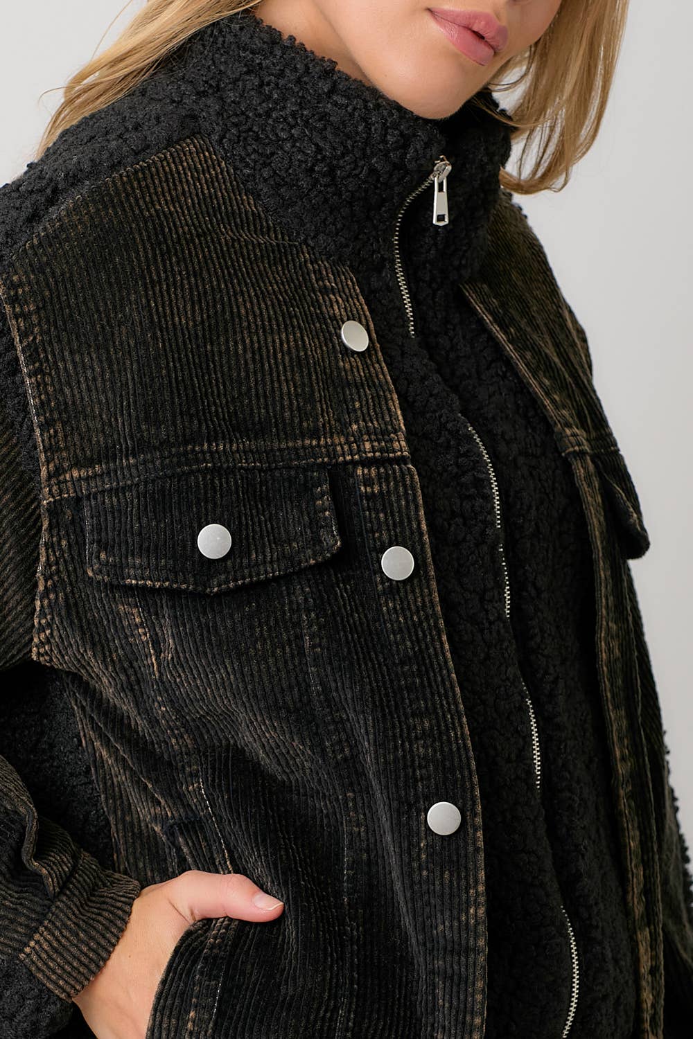 Mystree - 60817 Corduroy Mixed Sherpa Jacket
