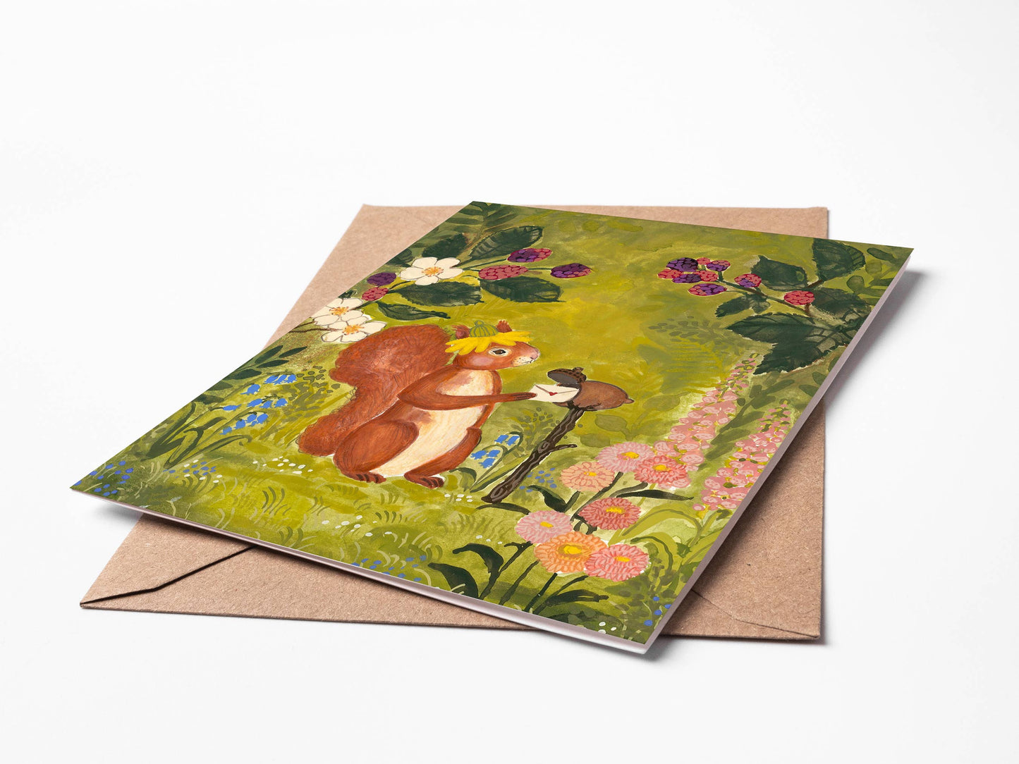 Randi Lynn Reed Illustration - Forest Snail Mail Single Blank Greeting Card 