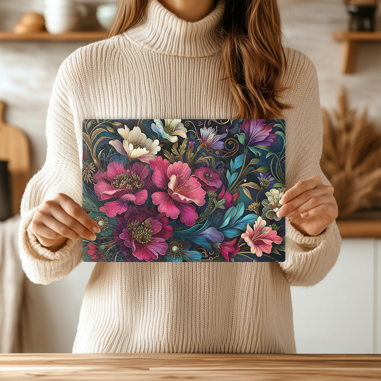 Fernville Creations - Tempered Glass Cutting Board: Natures Painting Serving Tray