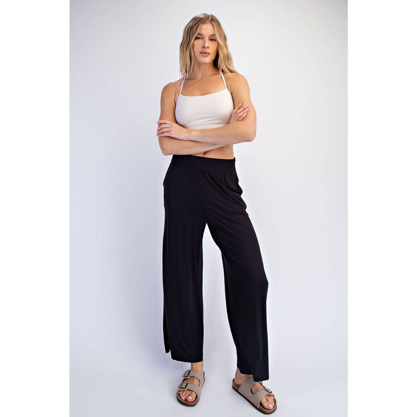 Rae Mode - VISCOSE MODAL CROPPED WIDE LEG PANTS