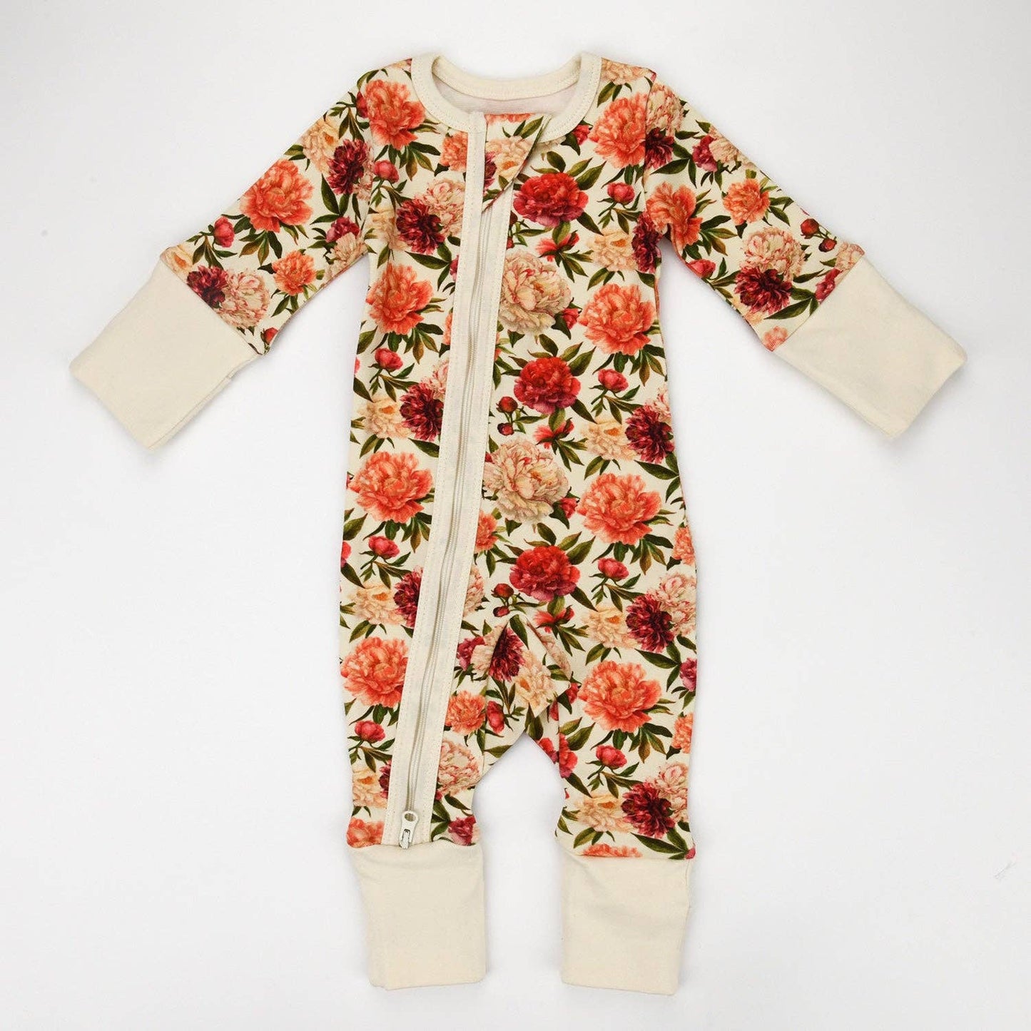 Earthy - Organic Cotton Baby Pajamas 2-Way Zip Front Zipper Sleeper, Petunia
