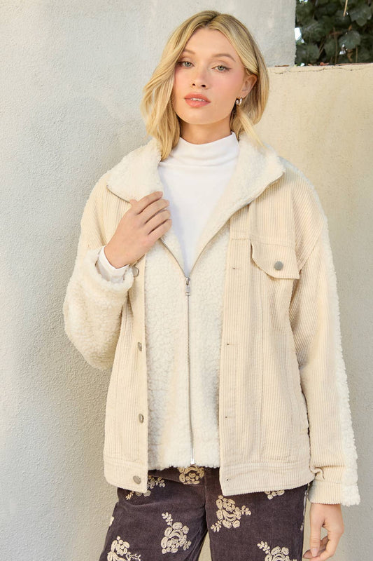 Mystree - 60817 Corduroy Mixed Sherpa Jacket