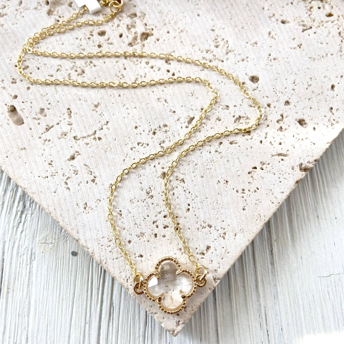 VB&CO Designs Handmade Jewelry - Clover quatrefoil crystal necklace