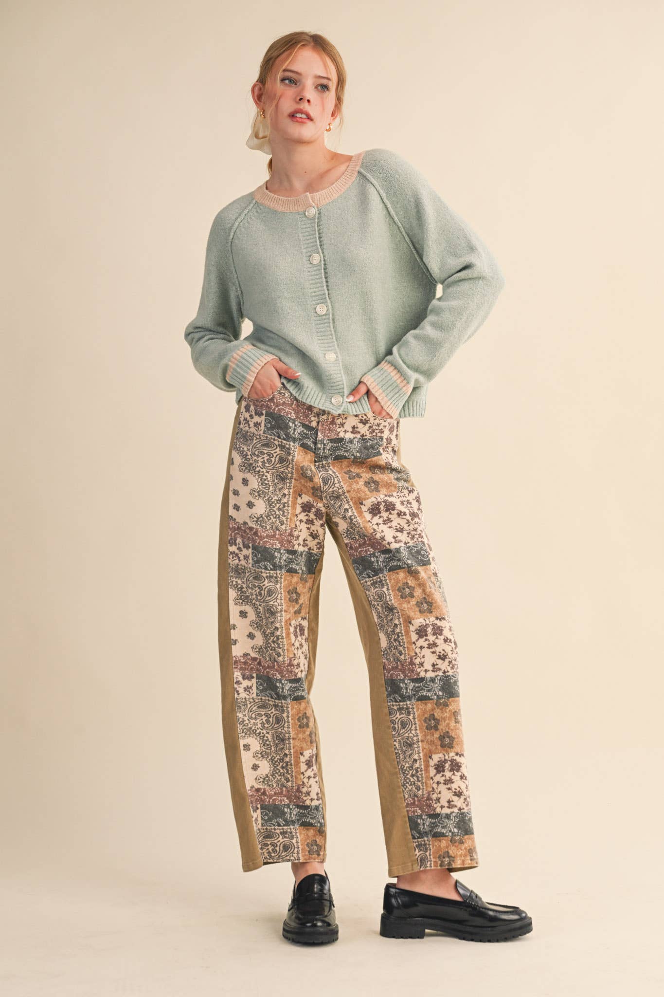 &MERCI - TWO TONE SWEATER CARDIGAN MSW11246