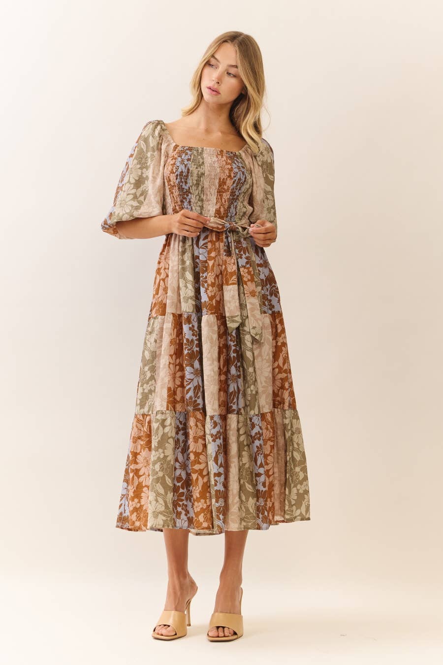 Oddi - Mixed Floral Print Midi Dress