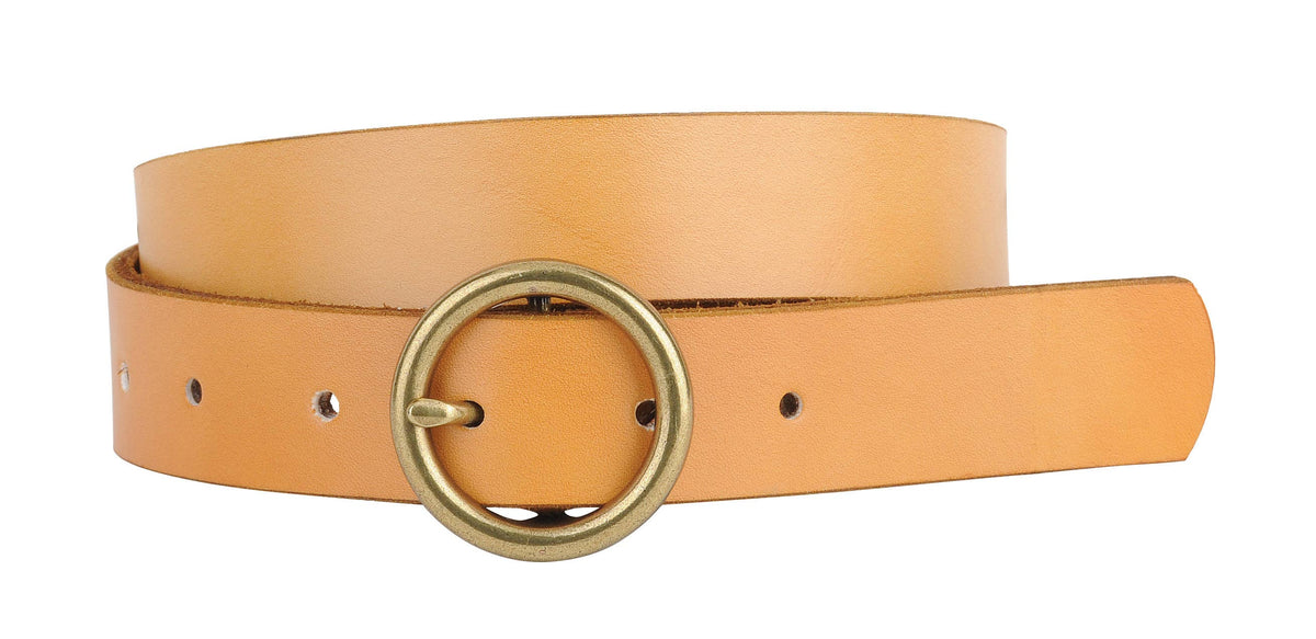 Most Wanted USA - Round Brass Buckle Suede/Genuine Leather Belt｜Minimalist