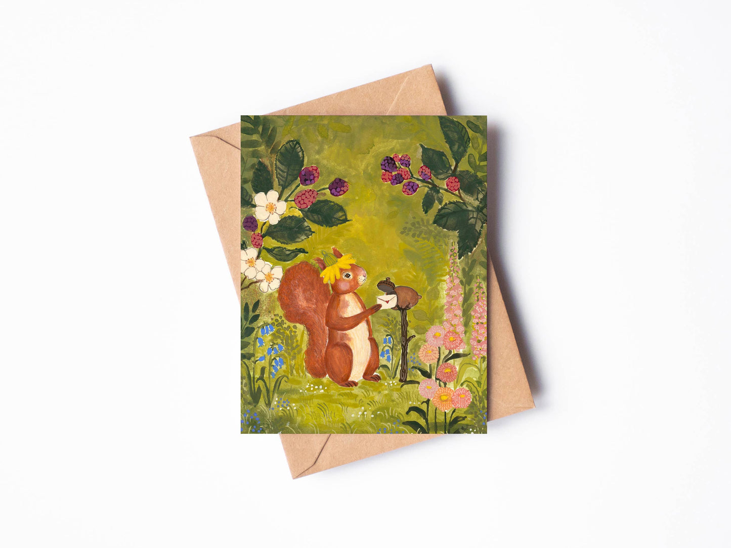 Randi Lynn Reed Illustration - Forest Snail Mail Single Blank Greeting Card 