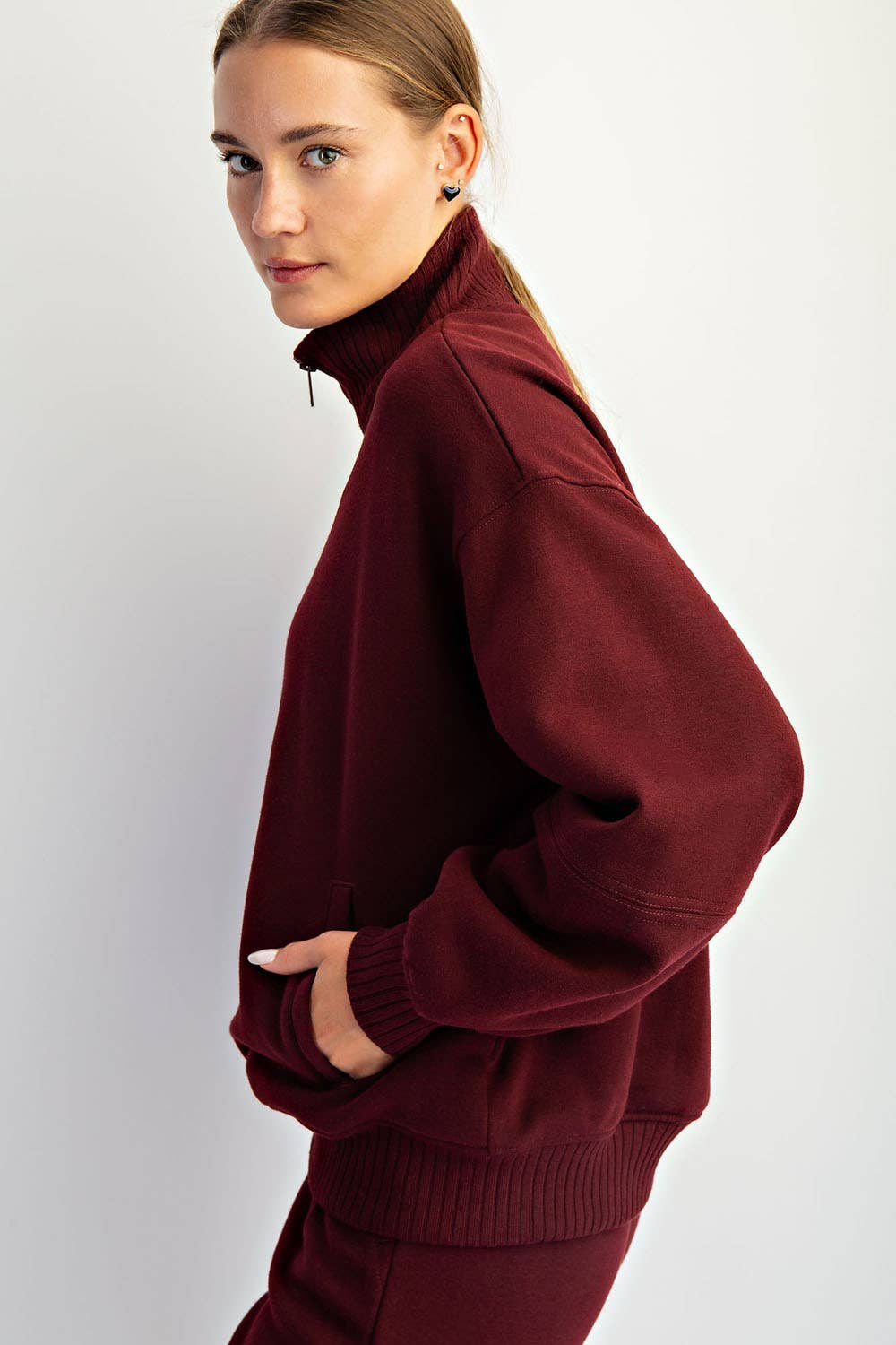 Rae Mode - FRENCH TERRY FLEECE QUARTER ZIP PULLOVER