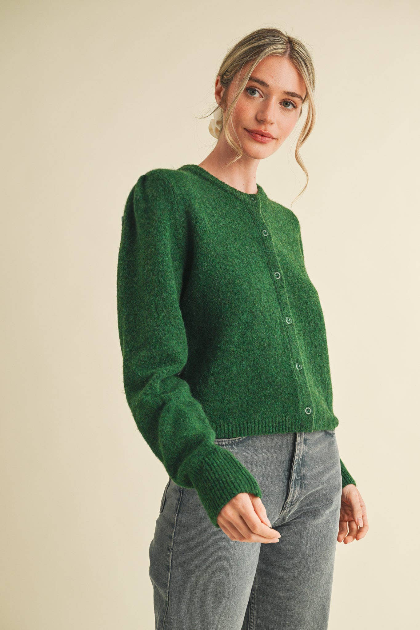 &MERCI - LONG PUFF SLEEVE SWEATER CARDIGAN MSW11018