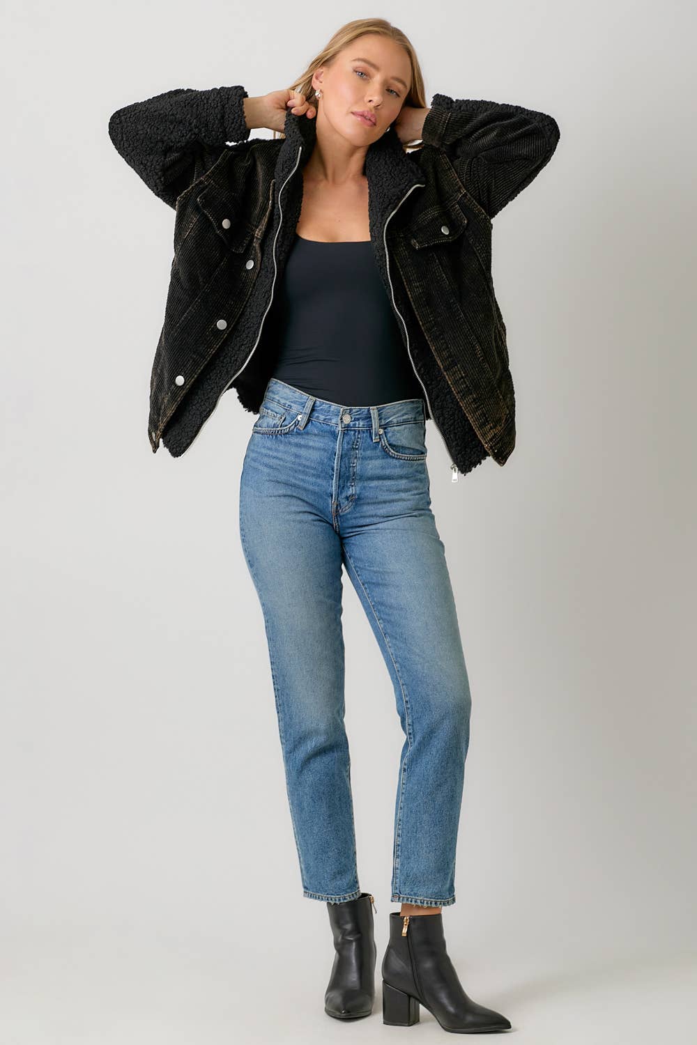 Mystree - 60817 Corduroy Mixed Sherpa Jacket