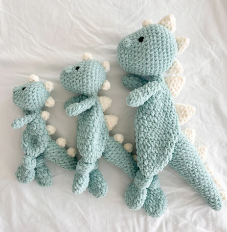 The Lumber Creek Co - Crochet Dinosaur Plushie Snuggler Lovey Stuffed Animal