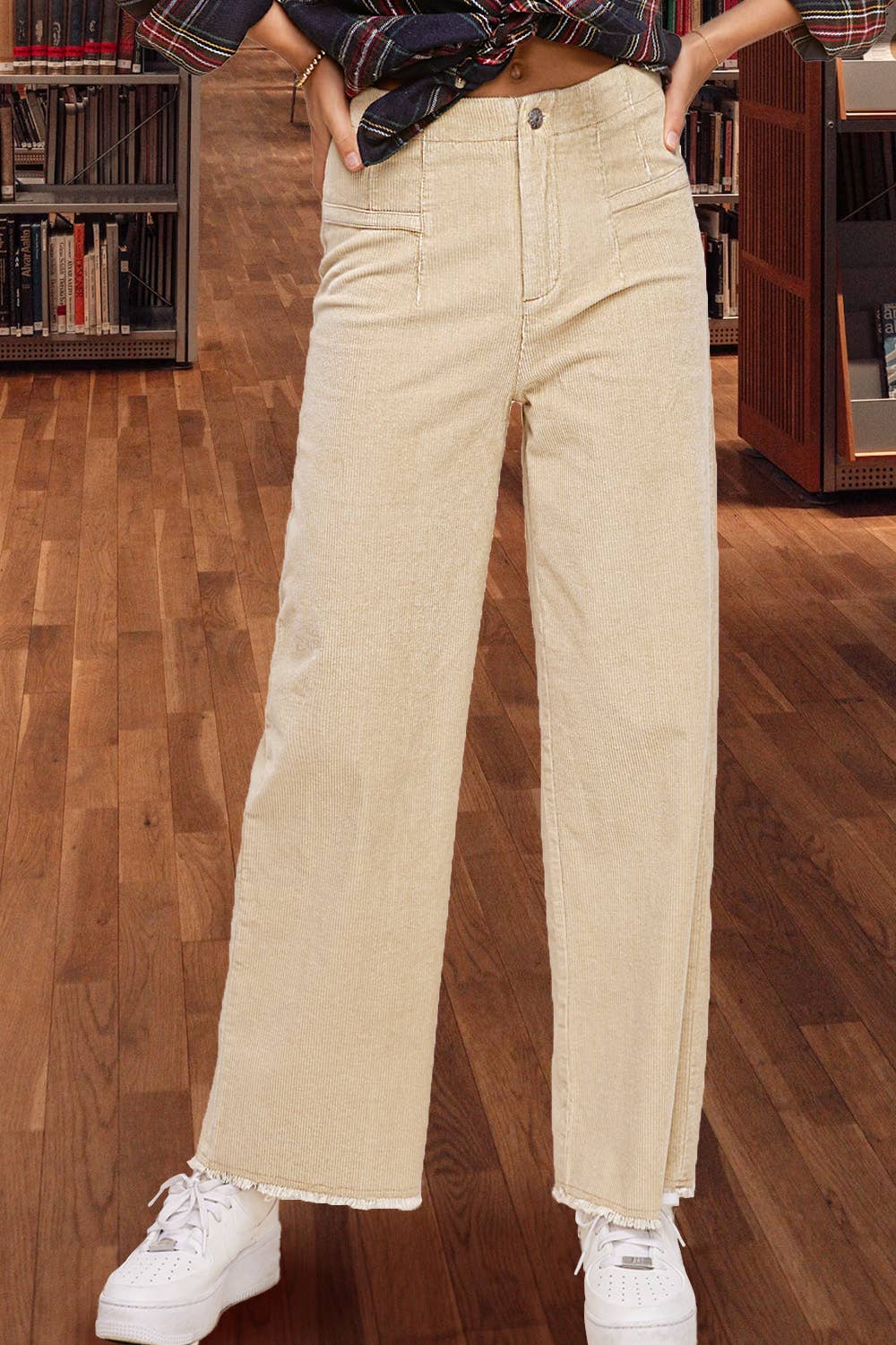 La Miel - MCP4220-Mineral Washed High Waisted Wide Leg Corduroy Pants