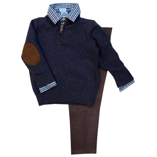 Good Lad Apparel - Good Lad 2/7 Boys Blue 1/4 Zip Sweater Set