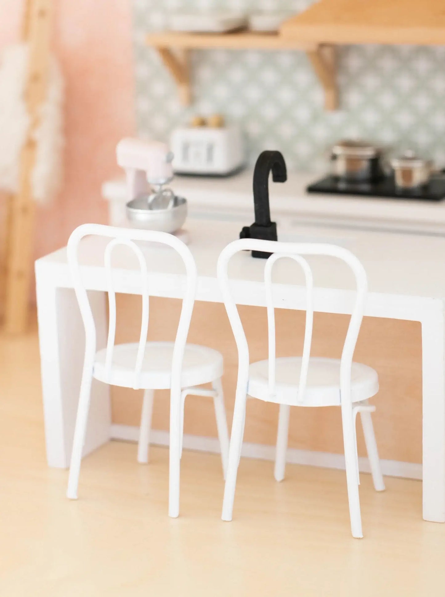 Macy Mae Dollhouse Designs - Dollhouse Metal Bistro Chair Set | White