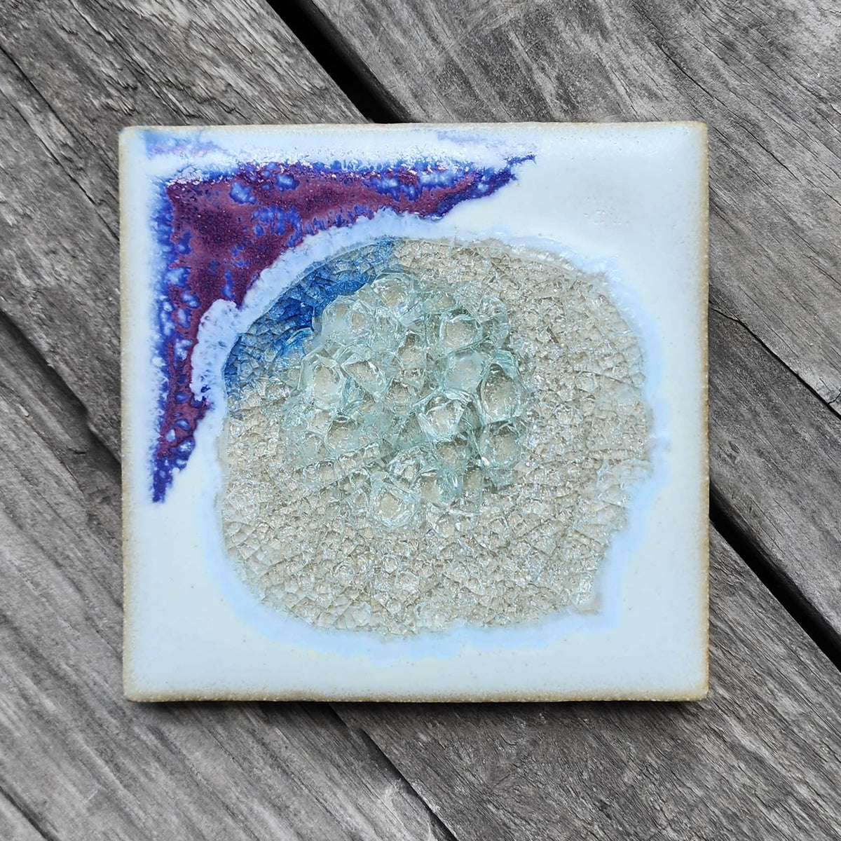 Dock 6 Pottery - Square Coaster - Purple Rose - Individual Coaster