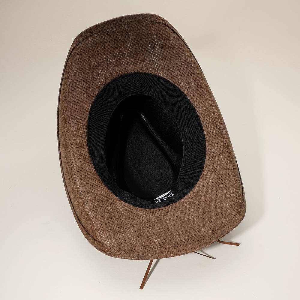 Sensibling Corp. - Steer Head Accent Studded Faux Leather Band Western Straw Cowboy Hat