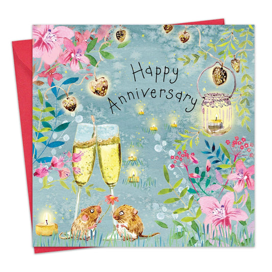 Twizler Ltd - Happy Anniversary Card with Champagne Mice