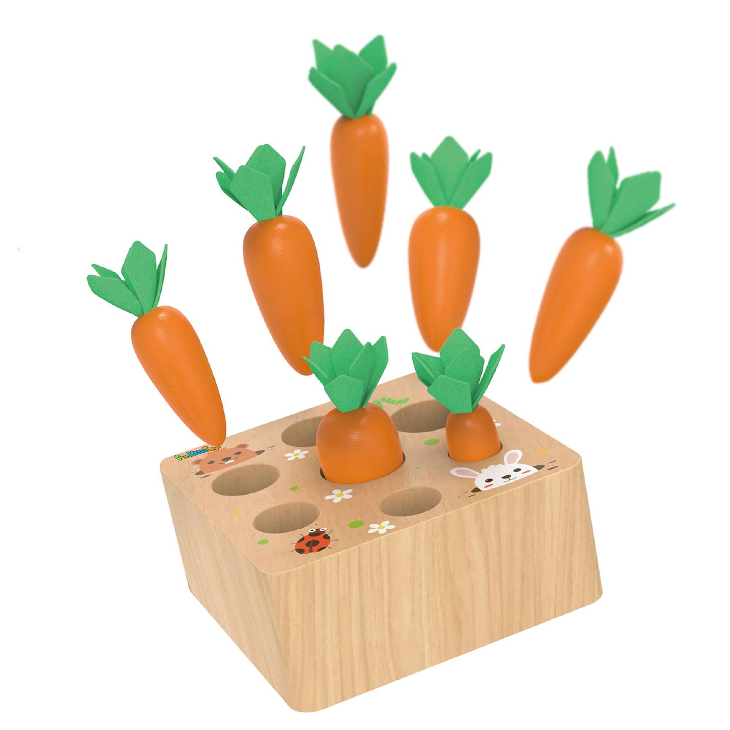 Educational Wooden Toys Carrots Harvest Shape Size Sorting