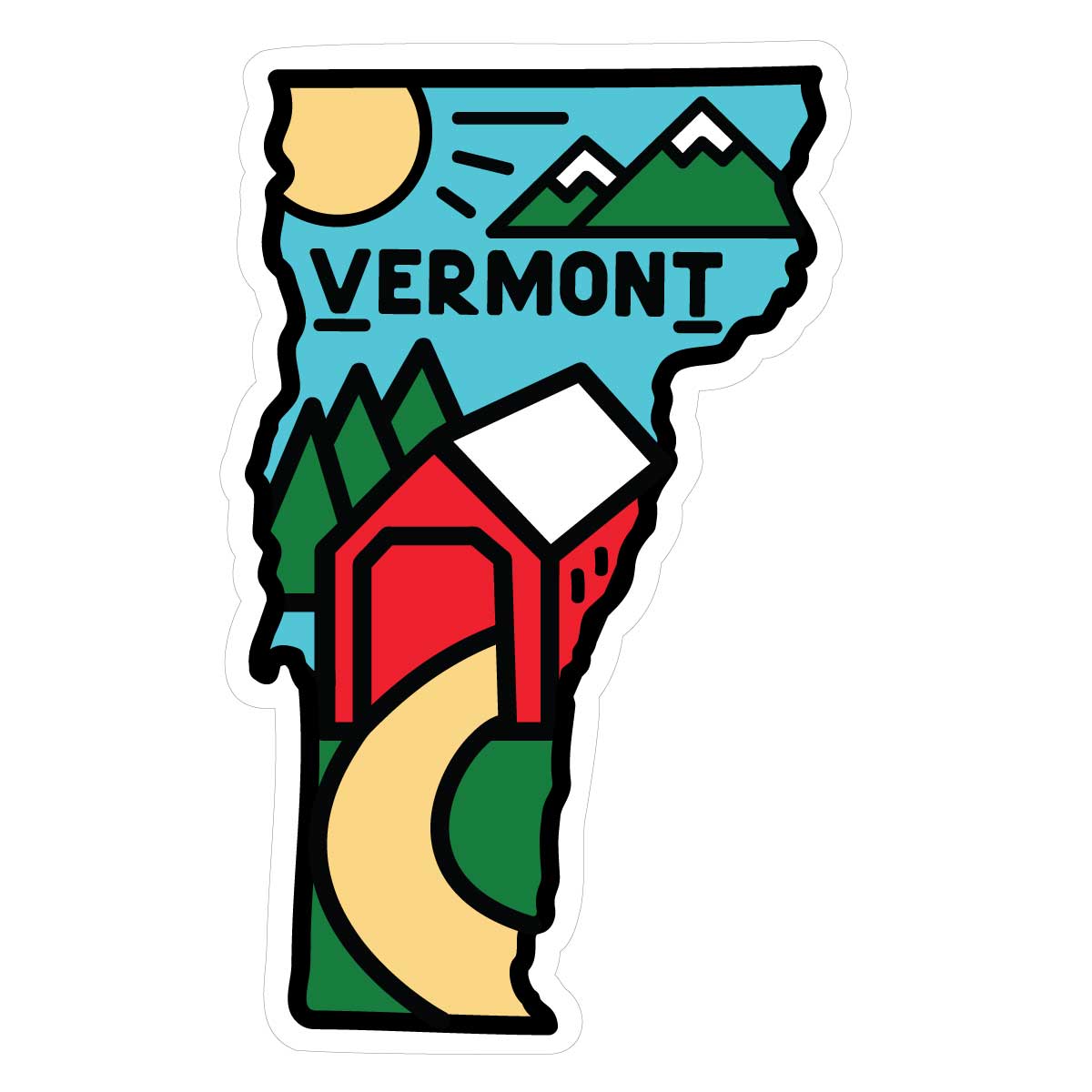 RetroPlanet - Vermont Covered Bridge State Pride Die Cut Vinyl Sticker