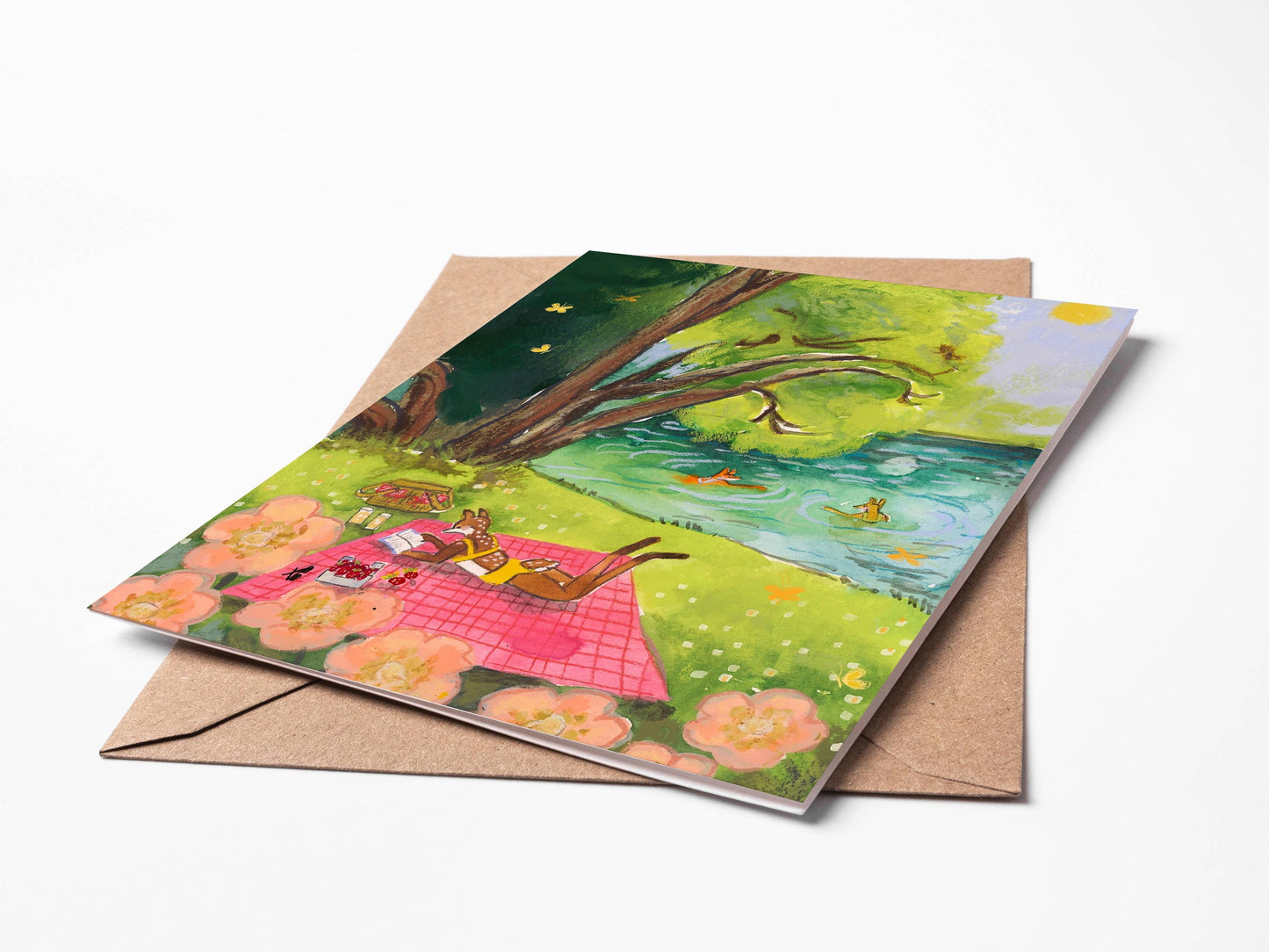 Randi Lynn Reed Illustration - By The River Single Blank Greeting Card