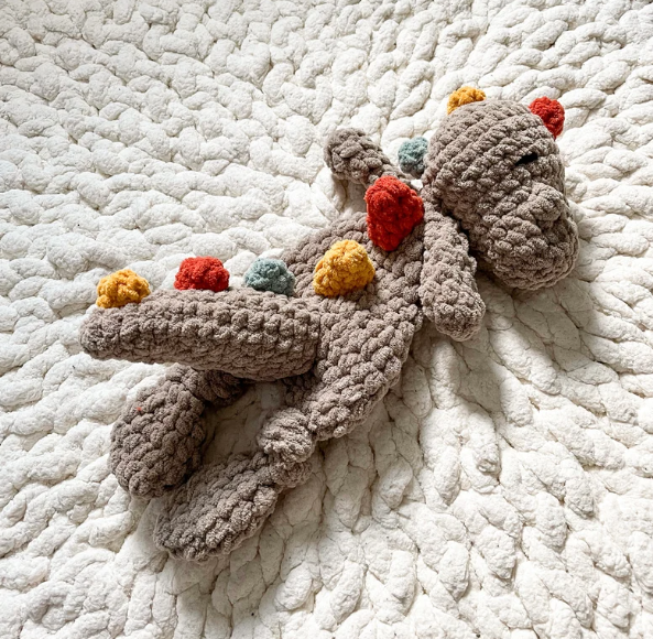 The Lumber Creek Co - Crochet Dinosaur Plushie Snuggler Lovey Stuffed Animal