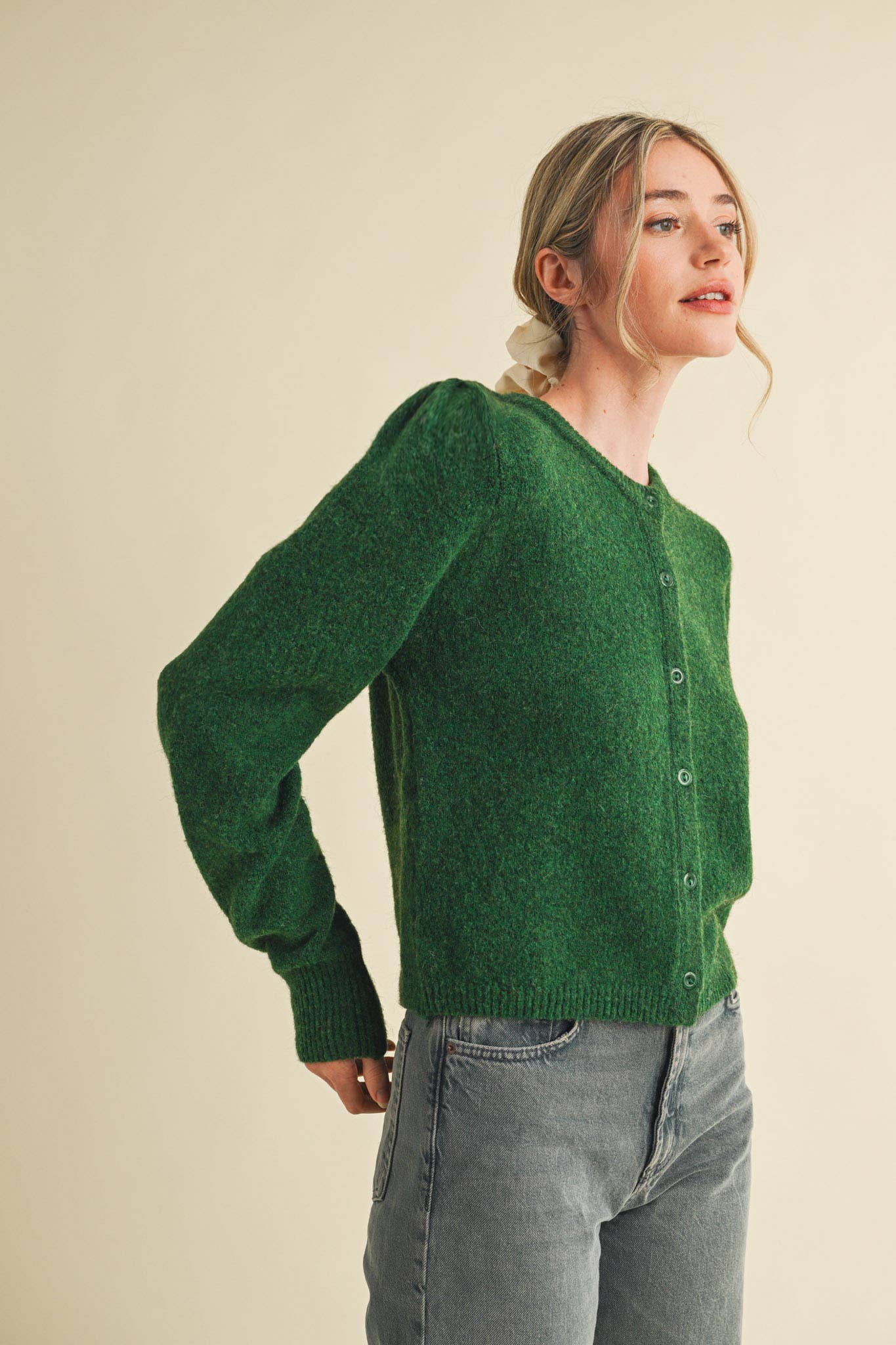 &MERCI - LONG PUFF SLEEVE SWEATER CARDIGAN MSW11018