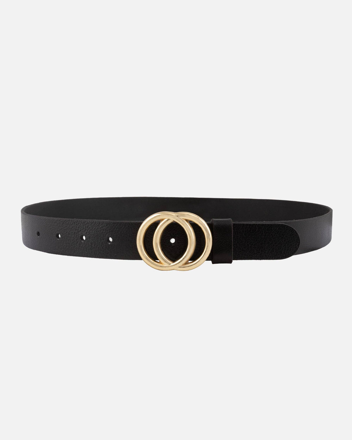 Amsterdam Heritage Leather Belts, Bags, Jackets & Apparel - Caia | Double Ring Leather Belt with Gold Buckle