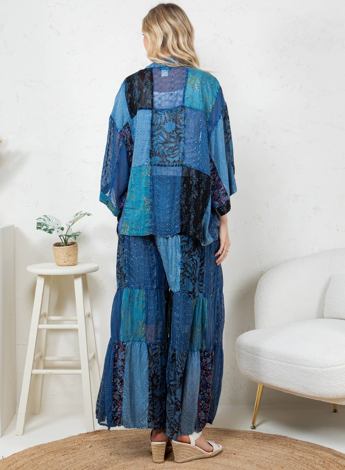 Young Threads - Kimono Top In Overdyed Mix N Match Patches - in 7 Color ways
