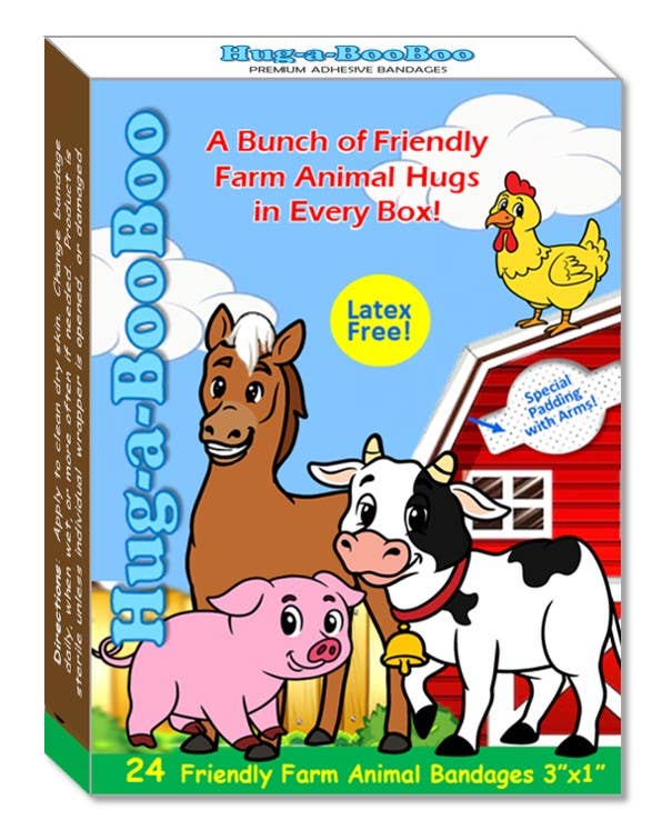 Hug-a-BooBoo - Friendly Farm Animal Hugging Bandages - 24ct Box