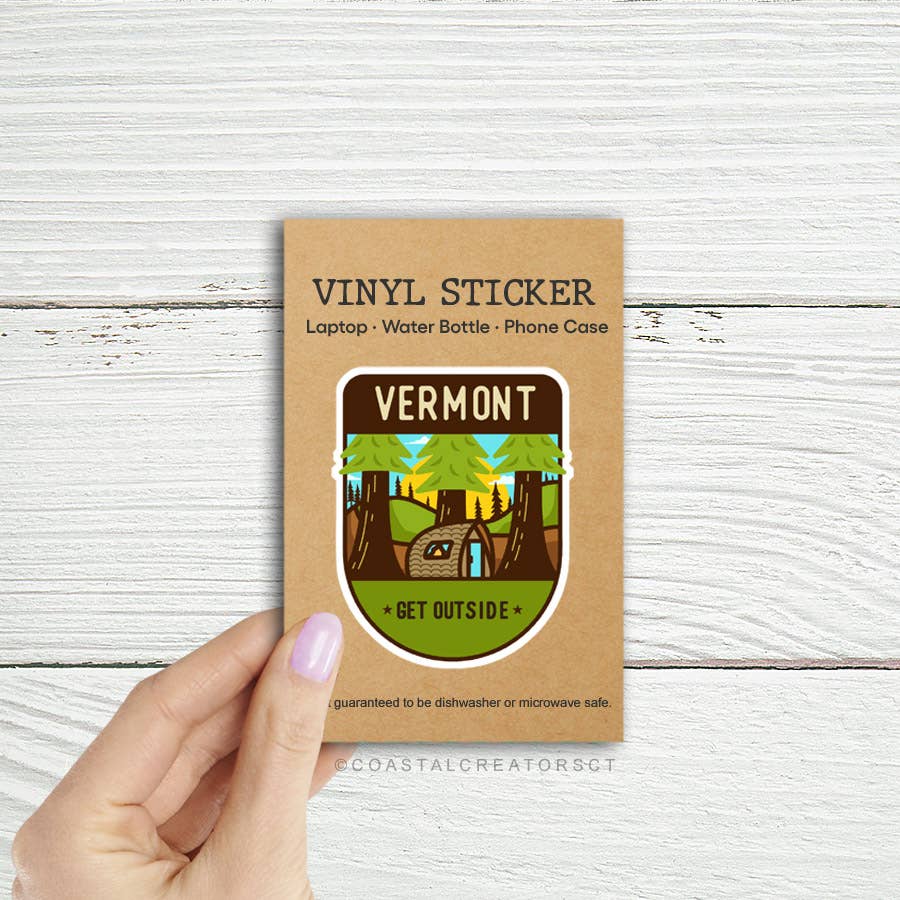 Coastal Creators of Connecticut - Vermont Colorful "Get Outside" Laptop Bottle Sticker