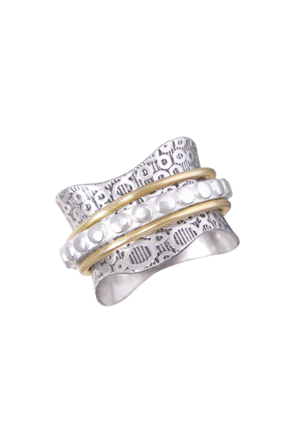 Zoey Simmons - Hammered Detail Spinner Ring - SP/GP