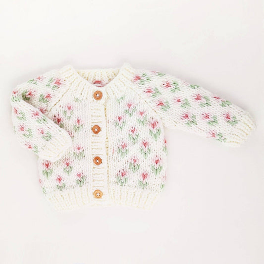 Huggalugs - Bitty Blooms White Cardigan Sweater Baby & Toddler