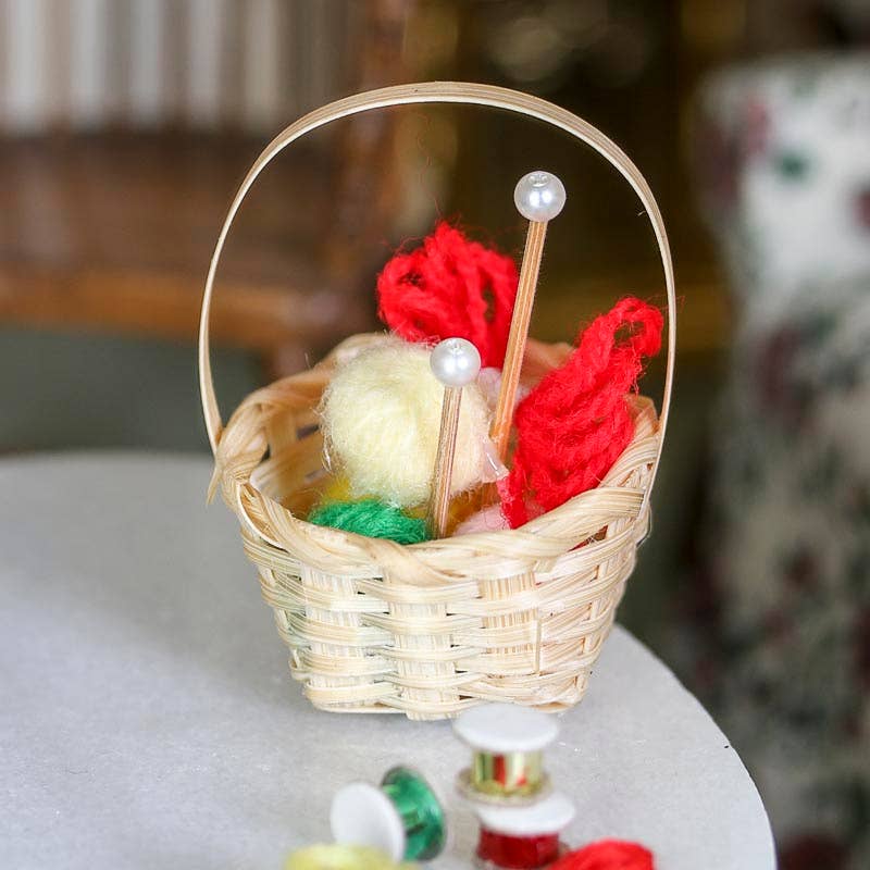 Factory Direct Craft - 1-1/2" Dollhouse Miniature Wicker Knitting Basket